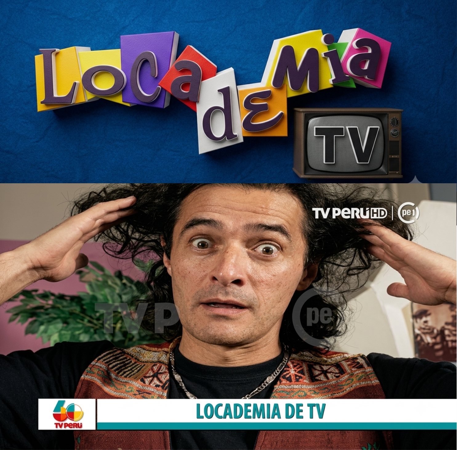 Logotipo y fotograma del programa «Locademia de TV» emitido por TV Perú